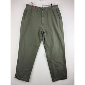 Dockers Well Worn Khakis Olive Green Herringbone Pants 38x32 Vintage Cotton Mens